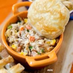 My recipe for Chicken Pot Pie with Puff Pastry is the perfect balance of tastiness and time-saving. Utilizing a roaster chicken saves you time without losing any flavor. If you are on a tight budget, you can always cook a whole chicken at home, or even used can chicken to save a dollar or two.