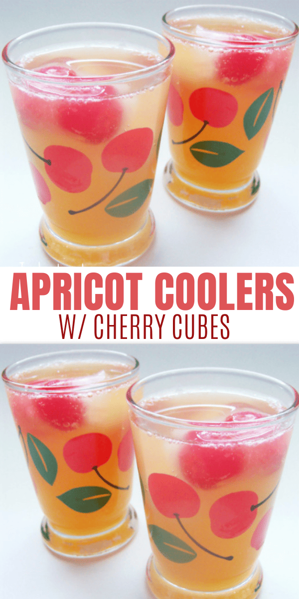 Apricot Coolers with Cherry Ice Cubes Drink Recipe