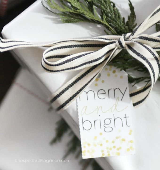 Gold Merry and Bright Gift Tags 