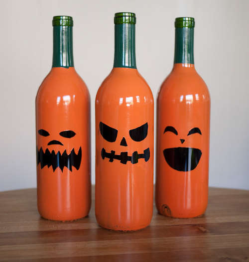 Wine Bottle Jack-o'-Lantern DIY Halloween