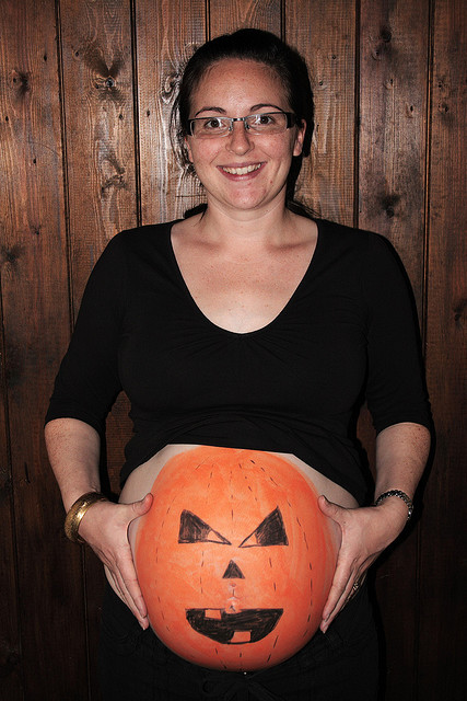 Pumpkin Belly painted maternity halloween