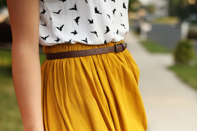 mustard yellow skirt