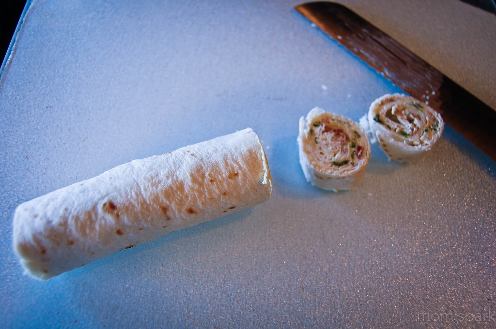 Bacon, Spinach, Chive and Cream Cheese Tortilla Roll-Ups Appetizer Recipe momspark.org