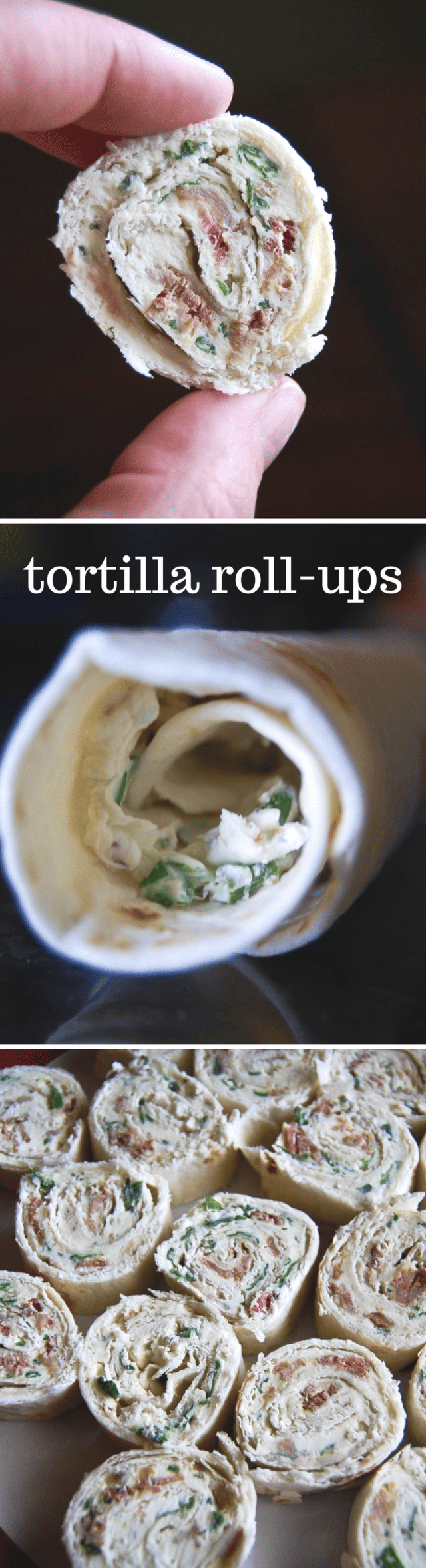 Bacon, Spinach, Green Onion and Cream Cheese Tortilla Roll-Ups Appetizer Recipe