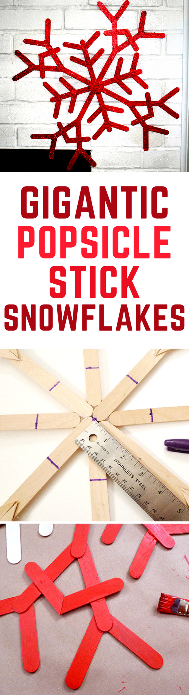 DIY Gigantic Popsicle Stick Snowflakes Craft