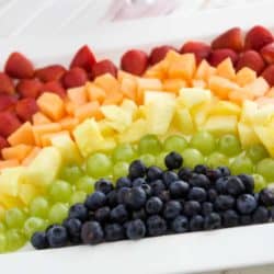 Rainbow Fruit Tray with Strawberry Fluff Fruit Dip