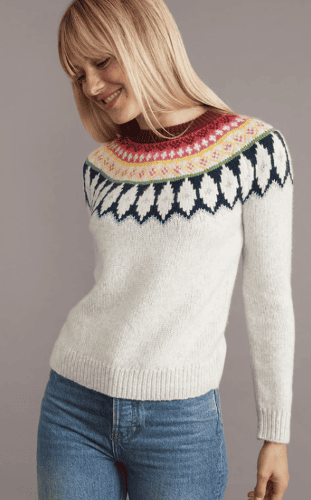 Alpine Fairisle Sweater in Light Heather Grey