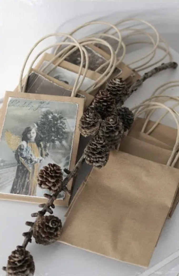 Reused Greeting Cards on Gift Bags