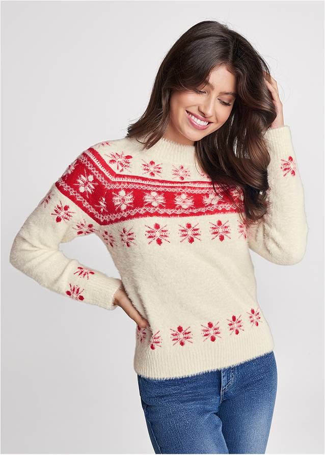 Snowflake Eyelash Holiday Sweater
