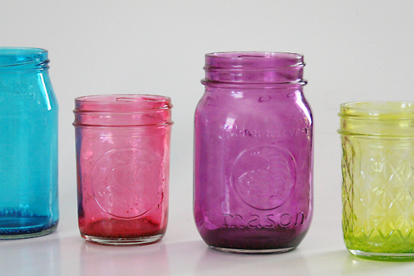 DIY Craft: Bright, Colorful Mason Jars with Mod Podge