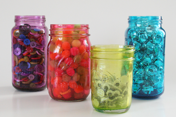 DIY Craft: Bright, Colorful Mason Jars with Mod Podge