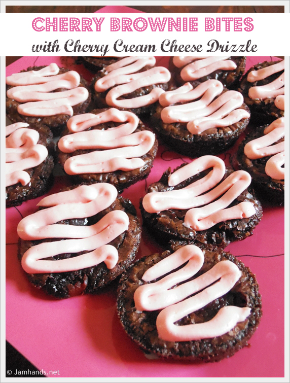 Valentine's Day Dessert: Cherry Brownie Bites with Cherry Cream Cheese Drizzle Recipe
