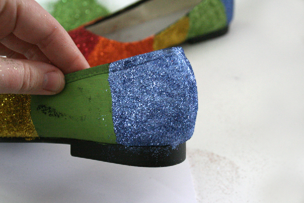 DIY Shoe Makeover: Saint Patrick's Day Rainbow Glitter Flats