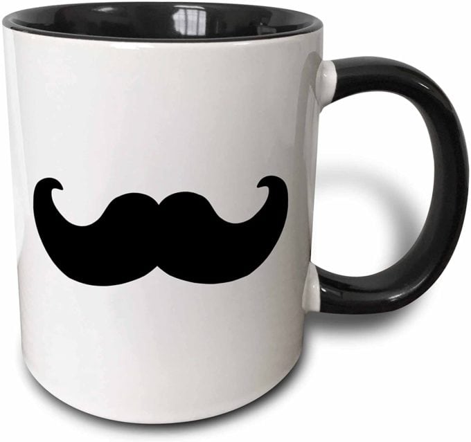 ronic hipster moustache - Humorous - Fun - Whimsical - Silly - Funny" Two Tone Black Mug