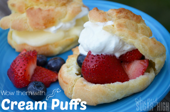 Cream Puffs Filled with Fruit Pudding Whipping Cream