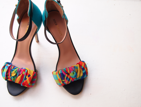 DIY Strappy Sandal Fabric Wrap Shoe Makeover