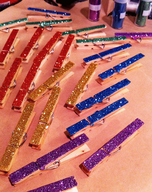 Mod Podge Glitter Clothespins Craft