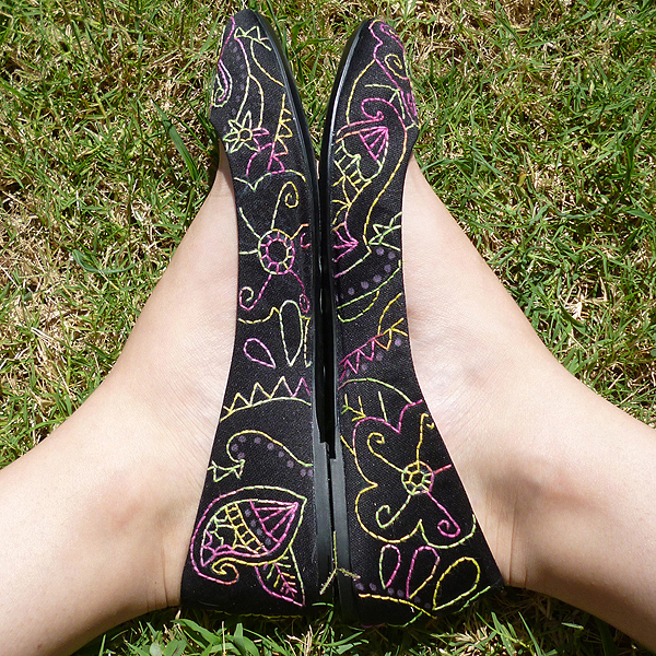 Neon Doodle Embroidery Super Kicks Shoe Makeover