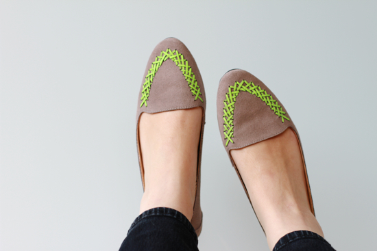 Neon Flats Shoe Makeover