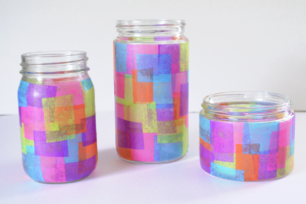 Faux Stained Glass Recycled Jars