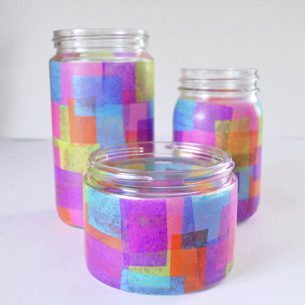 Faux Stained Glass Recycled Jars