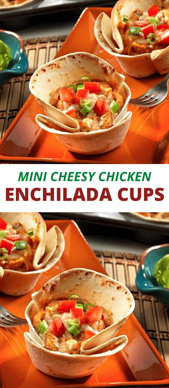 Mini Cheesy Chicken Enchilada Tortilla Cups Recipe