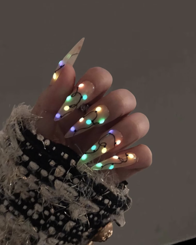 christmas lights nails