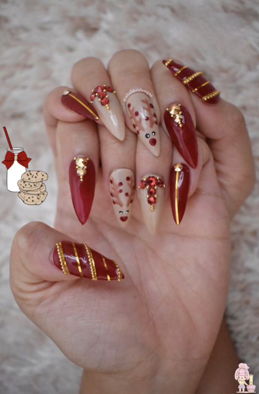 rudolph press on christmas nails