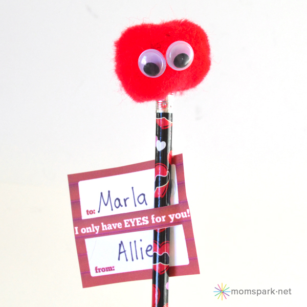 Kid Craft: Valentine Monster Pencil Toppers [free printable]