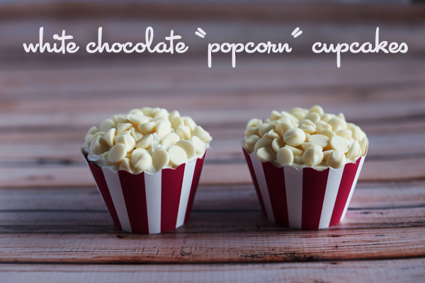 White Chocolate "Popcorn" Cupcakes Recipe for Movie Night 