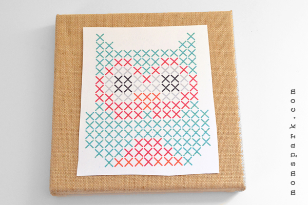 Embroidered Owl Burlap Canvas Tutorial