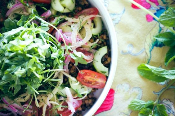 Lentil Salad with Cucumber, Pickled Fennel, Red Onion + Minted Citrus Dill Dressing 2
