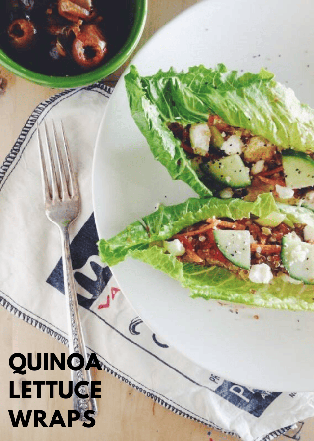Mediterranean Quinoa Lettuce Wraps with Smoked Paprika Dressing and Feta
