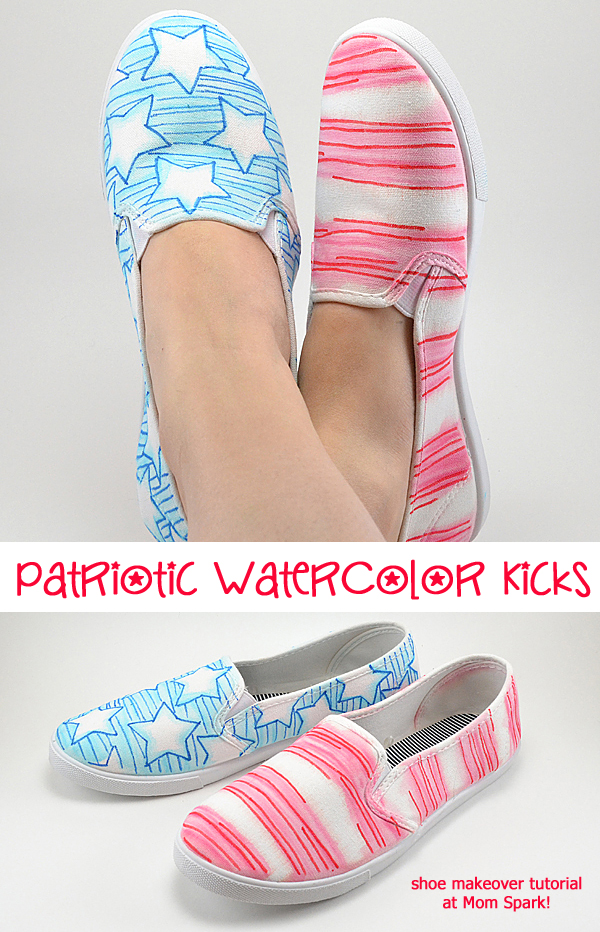 Shoe Makeover: Patriotic Watercolor Kicks