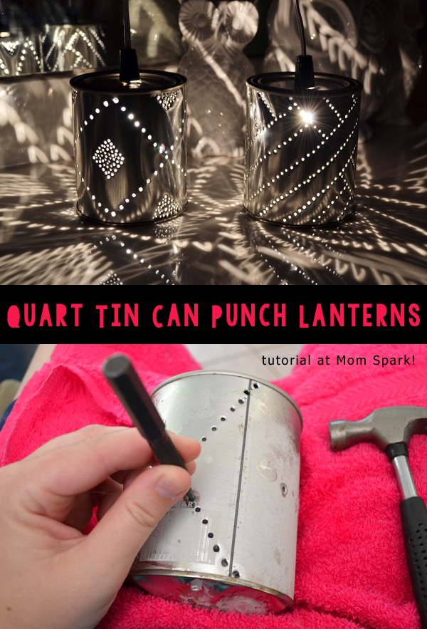 DIY Quart Tin Can Punch Lanterns