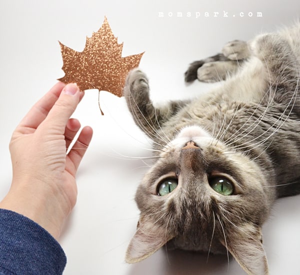 DIY "Be Thankful" Simple Glittered Leaf Banner