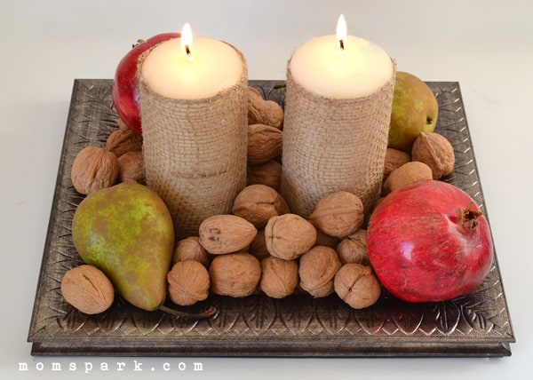 DIY Simple Burlap Candle Thanksgiving Centerpiece
