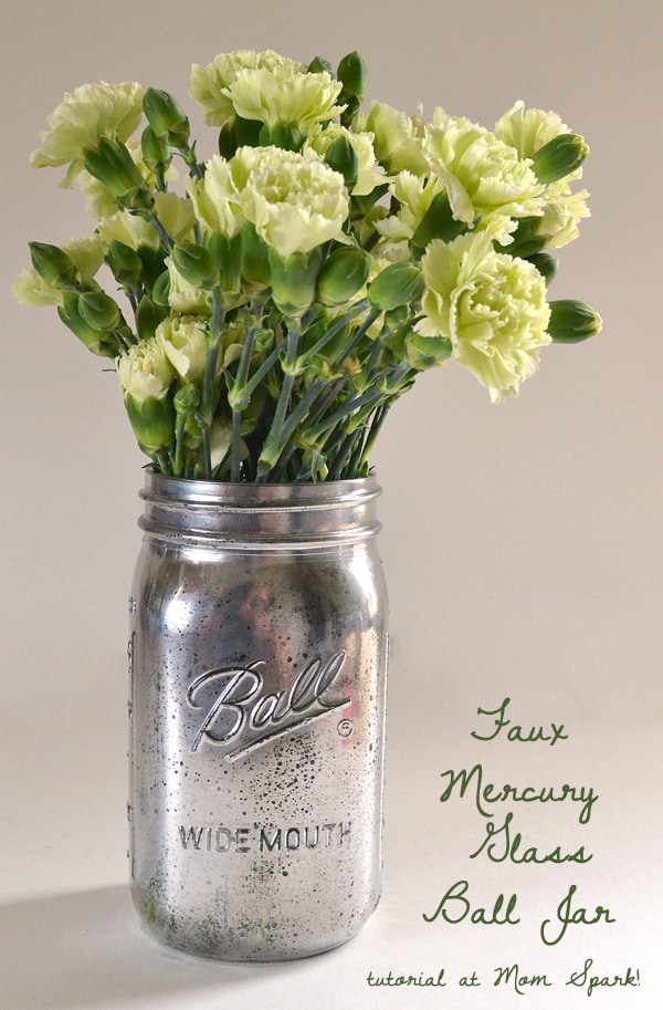 Faux Mercury Glass Ball Mason Jar