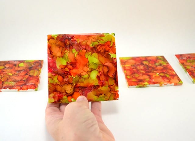 Autumn Marbled Tile Coasters