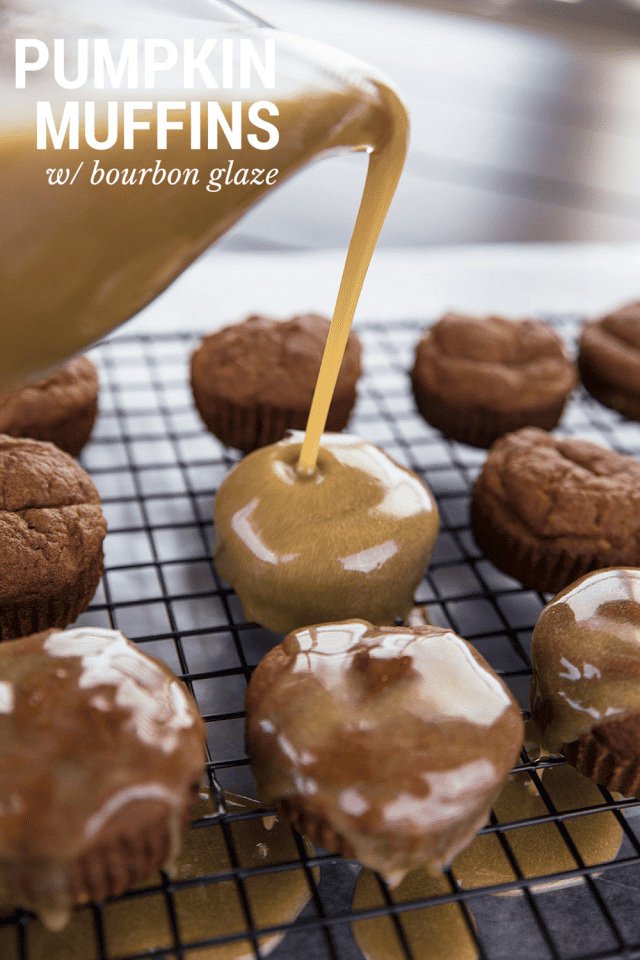 Pumpkin Muffins With Vanilla Bourbon Glaze