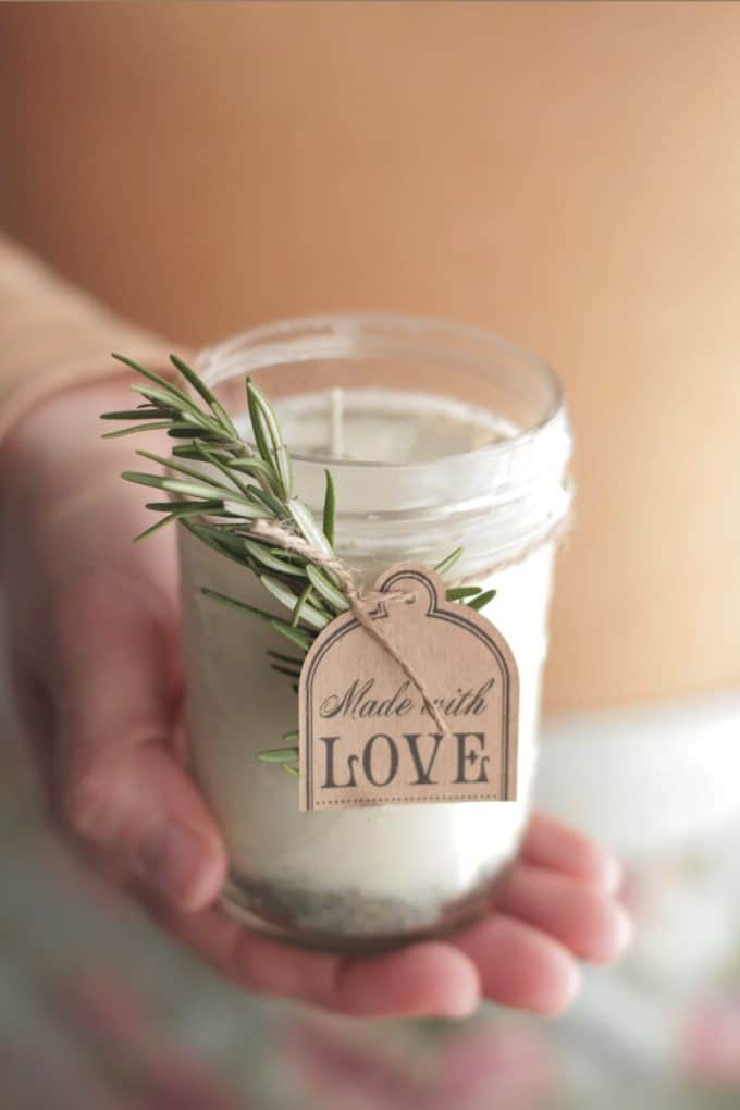 Homemade Lavender and Rosemary Candles 