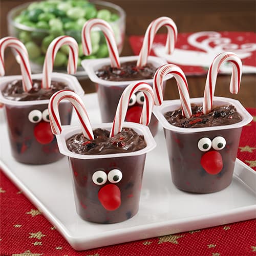 Reindeer Candy Cane Pudding Cups
