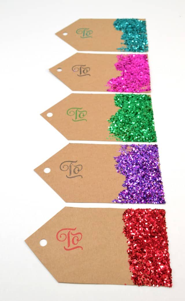 DIY Glitter Present Gift Name Tags