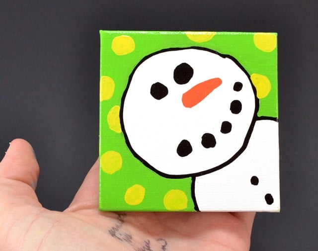 Hand Painted Mini Canvas Christmas Ornaments