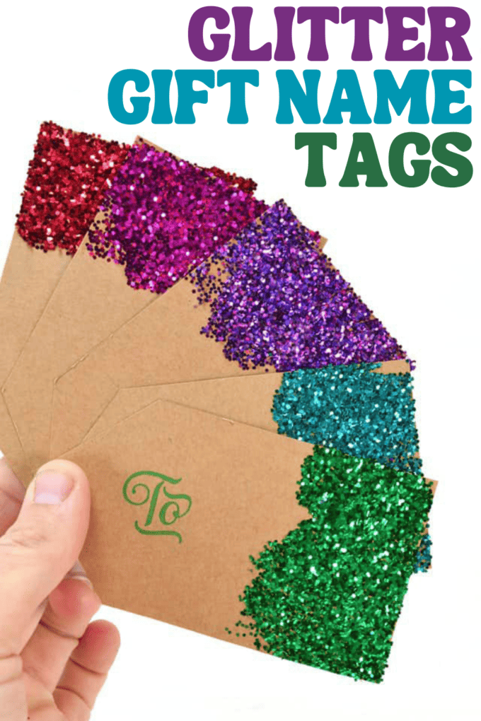 DIY Glitter Present Gift Name Tags 