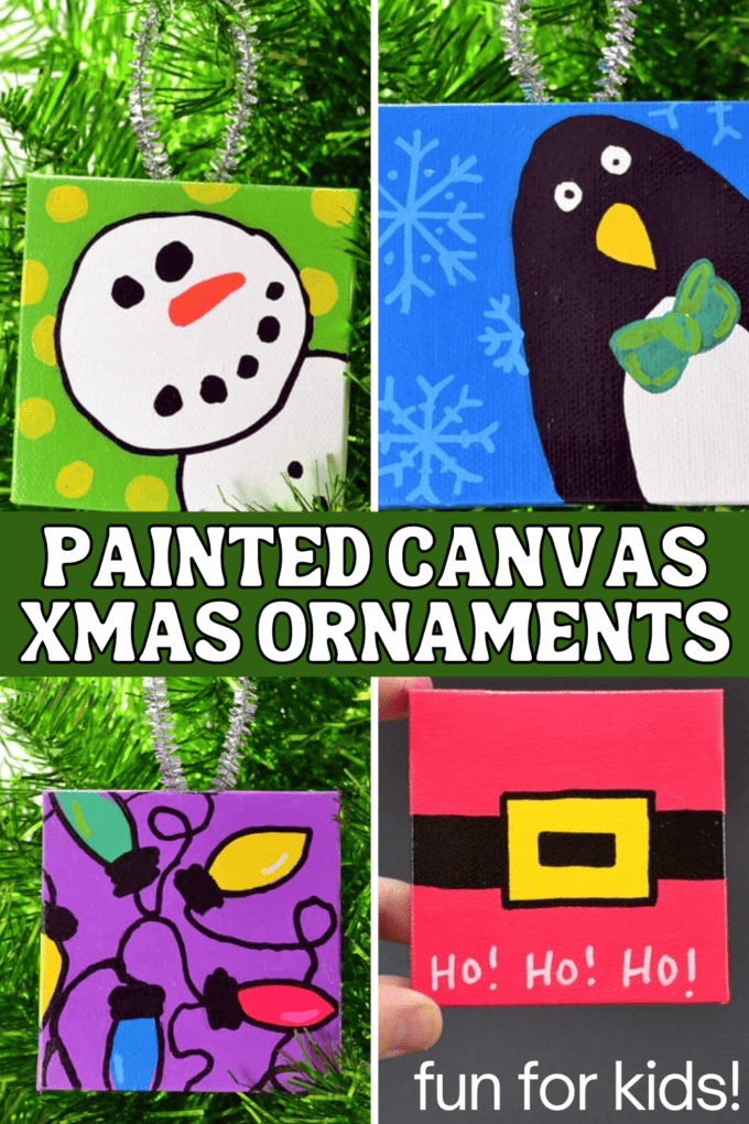 Painted Canvas Christmas Ornaments