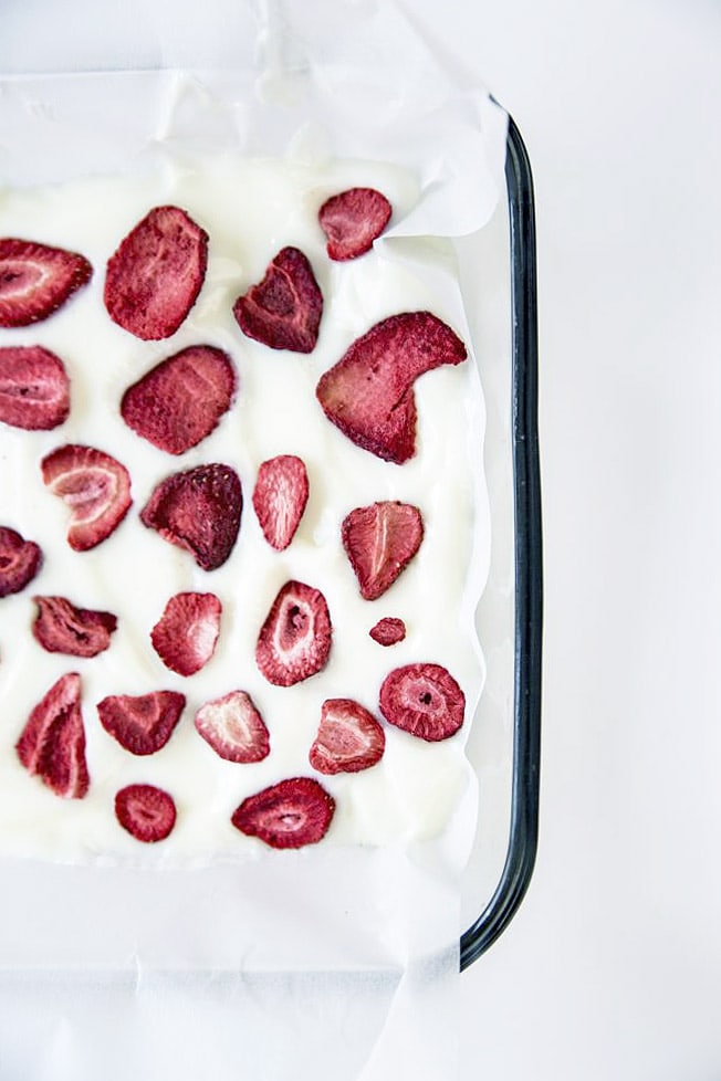 Frozen Strawberry Vanilla Yogurt Bark Recipe