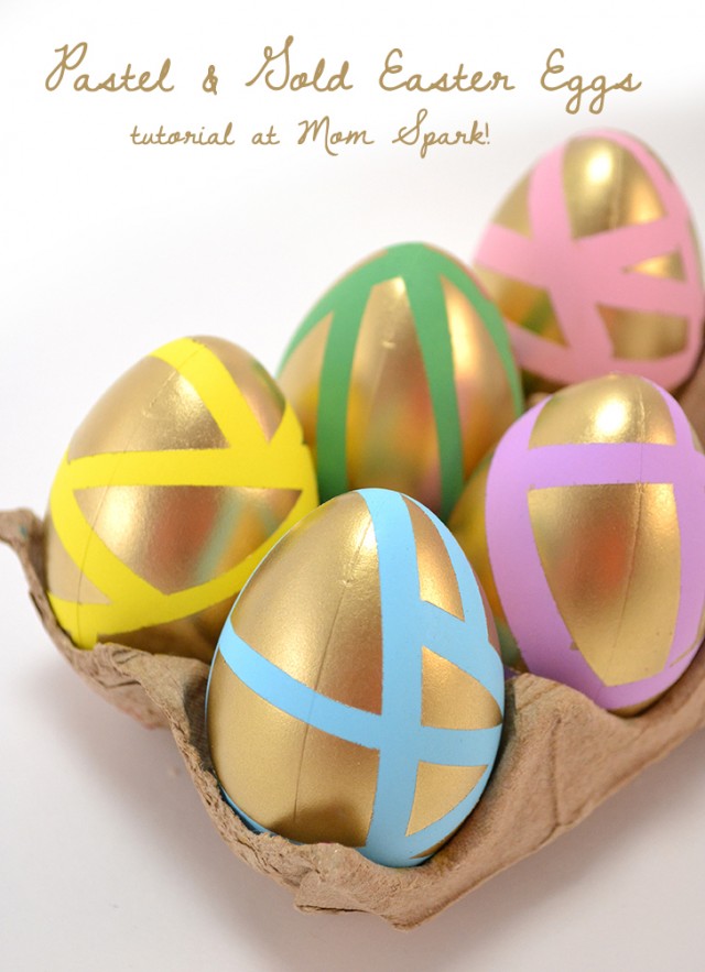 Geometric Pastel and Gold Easter Eggs
