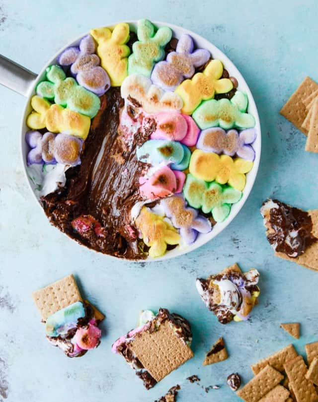 Chocolate Peanut Butter Peeps Skillet S'mores