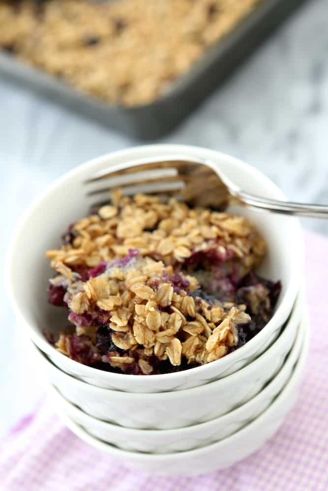 Baked Blueberry Oatmeal Recipe - Mom Spark - Mom Blogger